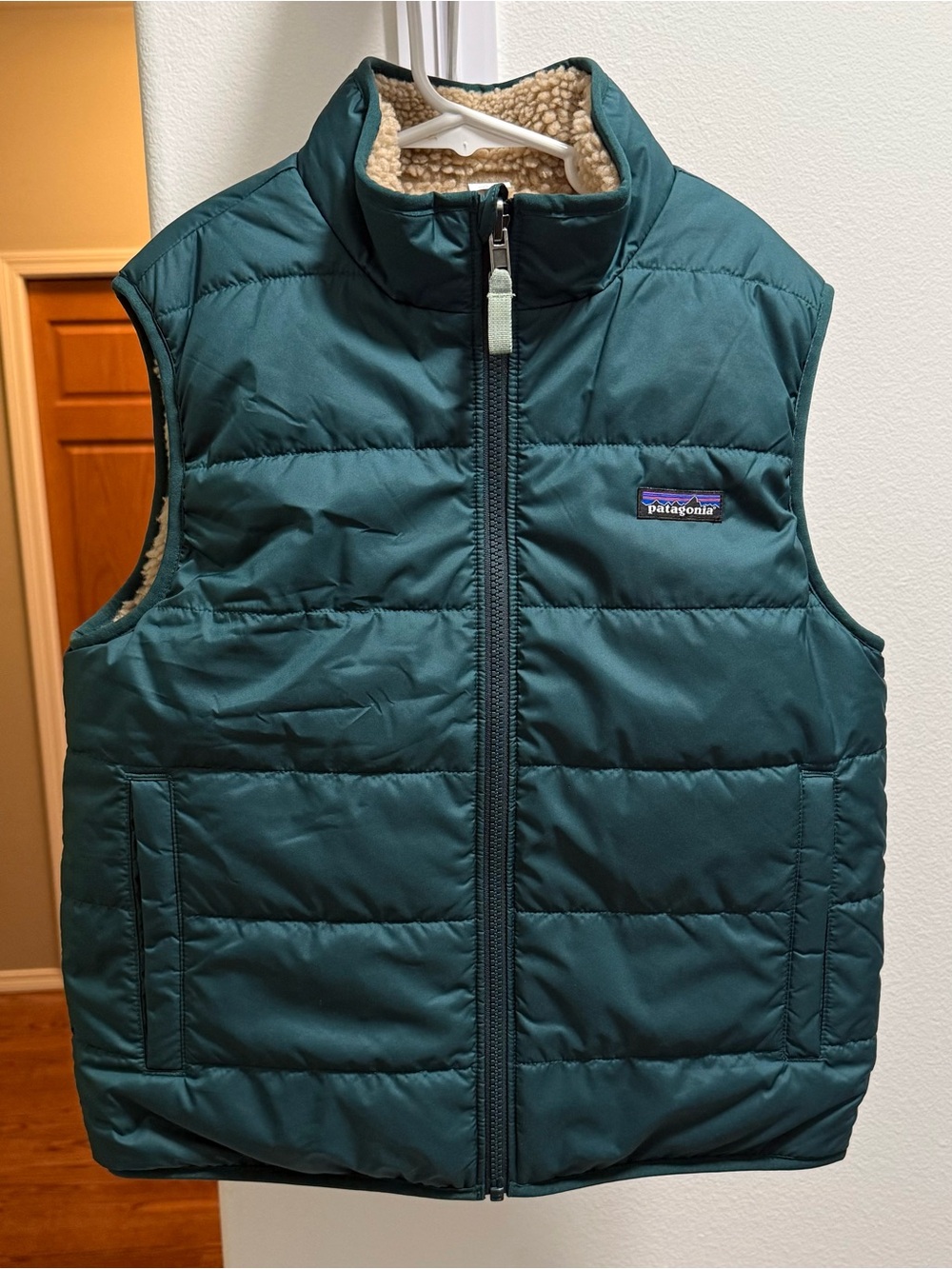 Patagonia Kids XL 14 Reversible Ready Freddy Vest Cascade Green NWOT